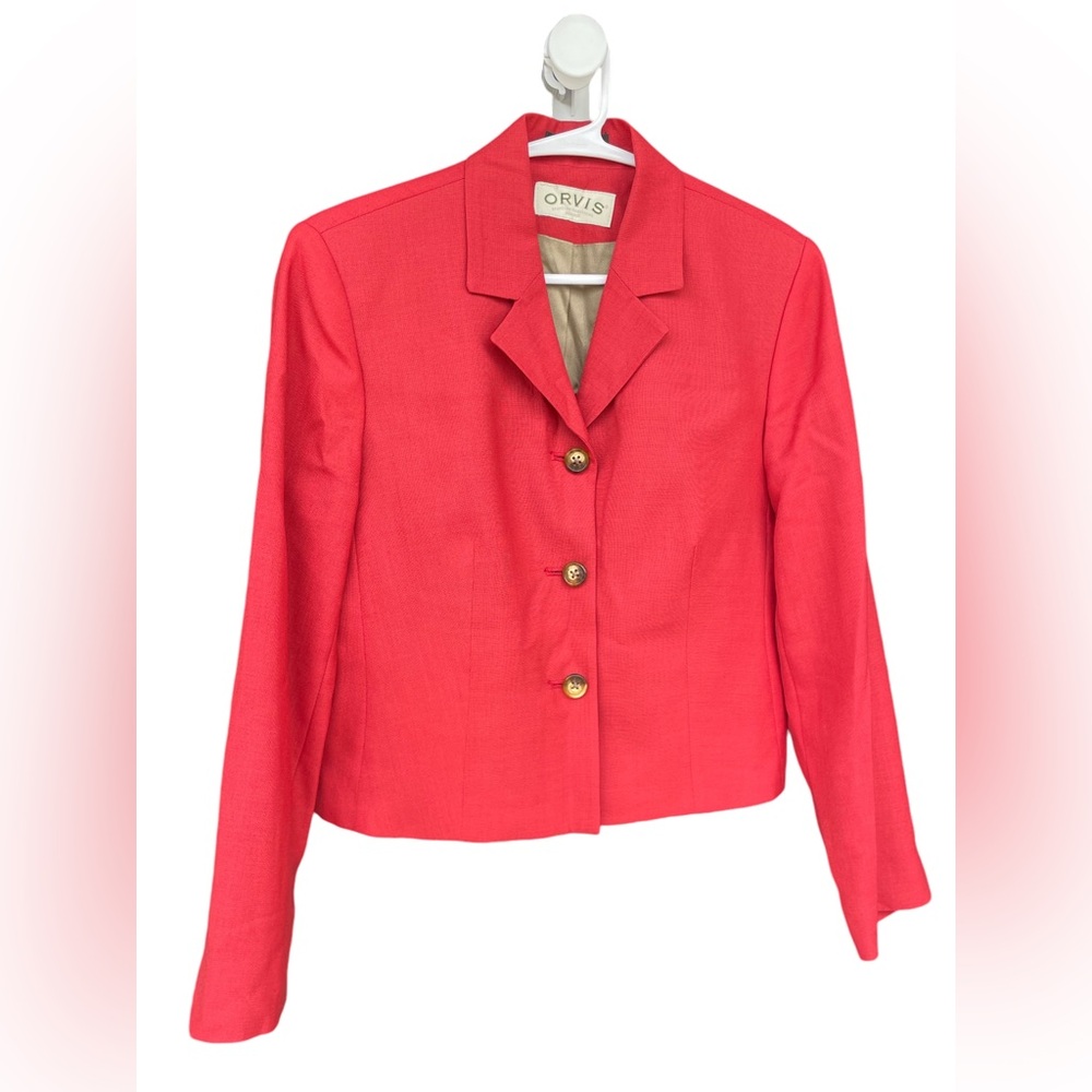 Orvis Coral Wool Blend Blazer Petite 4P Tailored Jacket - Picture 6 of 7
